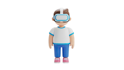 3D Character Wearing VR Headset