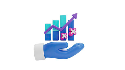 3D Hand Holding Upward Trending Bar Chart