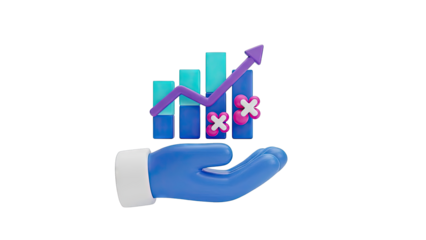 3D Hand Holding Upward Trending Bar Chart