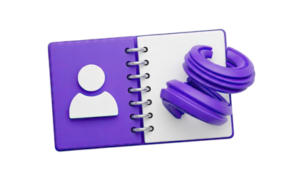 3D Icon of a Purple Address Book with a Person Icon