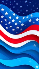 Obraz premium American flag design with wavy stripes