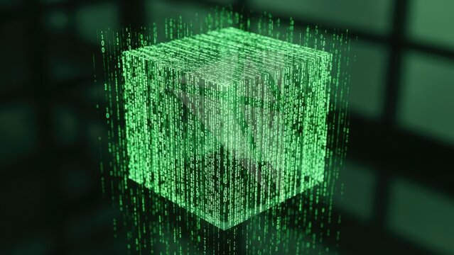 green binary code background