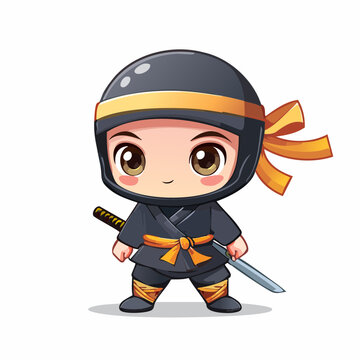 Black ninja 2D vector illustration character