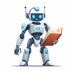 Author reader librarian robot 2D vector illustration character