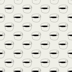 Hand Drawn Matcha Bowl Seamless Pattern