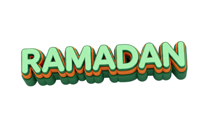 3D Ramadan Text with Green and Orange Layers