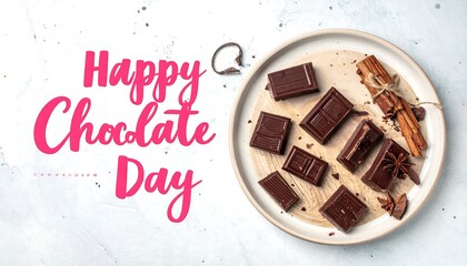 Happy Chocolate Day - A Sweet Celebration with Delicious Chocolate Pieces.