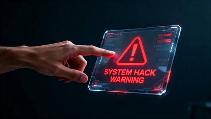 Hand touching digital warning screen