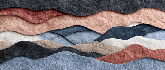 Abstract paper landscape background panorama layered abstract paper landscape background panorama wave texture craft pastel collage design art creative pattern layer curve contour gradient soft