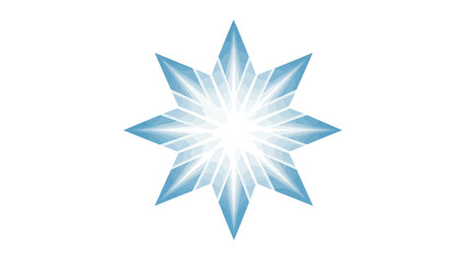 A bright blue starburst graphic with white light rays on a clean white background