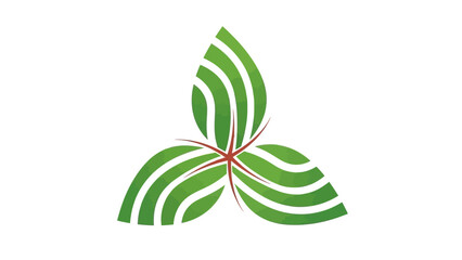 A stylized green and red logo resembling a flower or butterfly on a white background