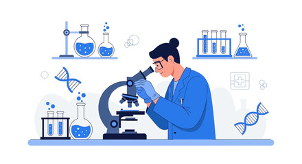 Scientist meticulously examining samples through a microscope for groundbreaking research and