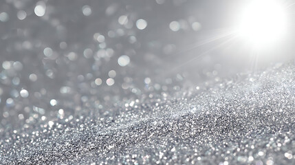 Silver Glitter Bokeh with Sun Flare sparkle light