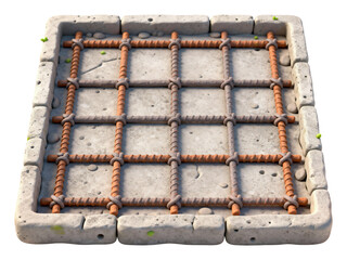 Foundation slab 3D illustration, isolated on transparent background, png