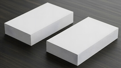 Identical Stacks Of Blank White Business Cards On A Dark Surface