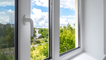 Bright View Through an Open Window on a Sunny Day.