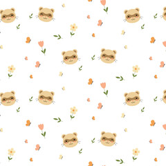 Cute ferret. Pattern for children's textiles. A cute animal