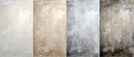 Neutral texture background panorama in white beige gray brown wall surface abstract art painting minimal design grunge concrete plaster pattern elegant interior decor