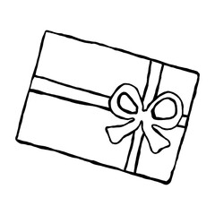gift box with bow - hand-drawn doodle style