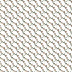 Floral Diagonal Pattern With Small Orange Flowers And Green Stems For Textile, Wallpaper,