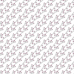 Seamless Floral Pattern With Pink Buds on Delicate Gray Branches for Wallpaper and Fabric Design