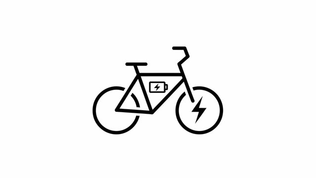 Electric bicycle or e-bike line icon with battery symbol.