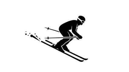 Professional skier downhill action silhouette icon