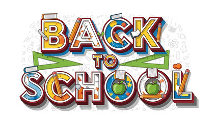 Students returning to educational institution for new academic year with colorful illustration