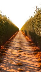 A minimalist, high-key studio composition captures the linear elegance of a simple farm pathway, devoid of distractions,  high-key,  abstract