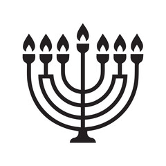 Menorah with Star of David symbol in black
