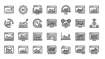 Collection of Various Business and Data Icons.