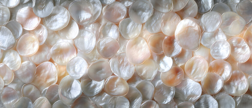 Mother of pearl shell texture background white shiny round pattern panorama luxury Mother of pearl shell texture background soft white shiny round pattern panorama creating elegant luxury surface