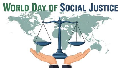 World day of social justice upholding global equality and fairness through symbolic scale