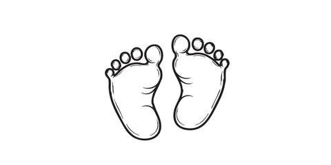Baby footprints outline icon vector