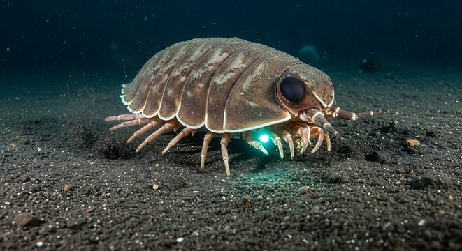 Bathynomus Giganteus - Deep-Sea Isopod on the Ocean Floor.