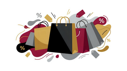 Vibrant shopping bags with discounts