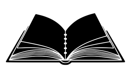An open book with fanned pages, symbolizing education, knowledge, and literary exploration isolated on white background, Vector