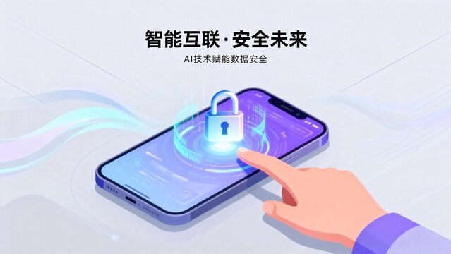 Hand touching smartphone with lock icon - Powered by Adobe