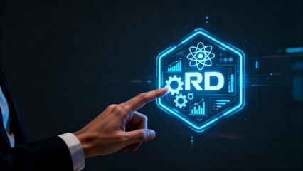 Hand interacting with digital RD icon