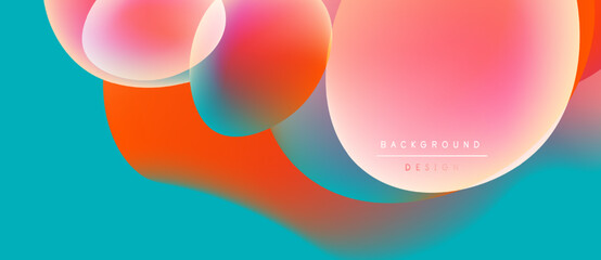 Abstract vibrant circles overlap turquoise backdrop. Gradient colors create modern design, smooth transitions, visual appeal.