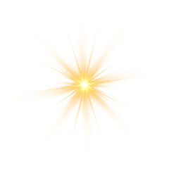 Yellow sun, a flash, a soft glow without departing rays. Star flashed with sparkles isolated on white background. Vector illustration of abstract yellow splash.
