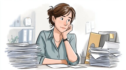 young business woman working in office