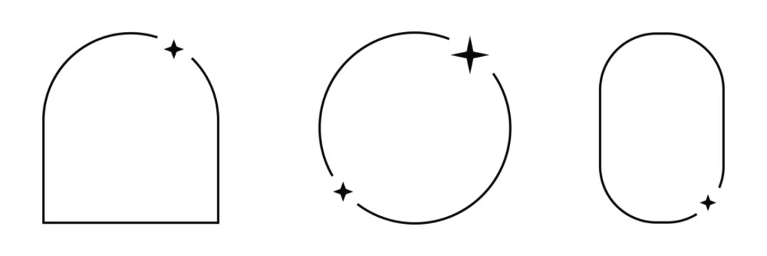 y2k retro elements set, 90s or 2000s elements of arch and stars, shapes in minimalistic modern style eps 10