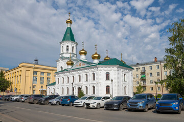 View of the Resurrection Military Cathedral on a sunny August day, Omsk