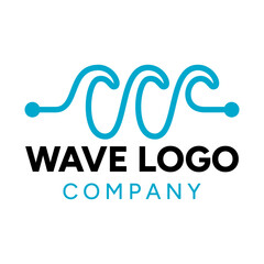Wave tech circuit logo template vector