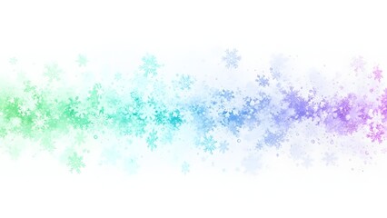 Colorful Pastel Snowflake Border on White Background for Winter Holiday Cards and Web Design