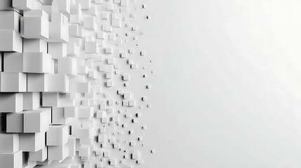 White Cubes Dissipating Into Small Particles Background