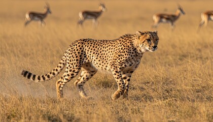 Naklejka premium Wildlife nature photo of cheetah hunting