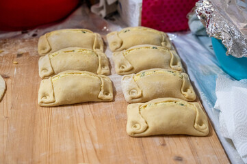 Traditional Cypriot Flaouna, a delicious Greek Easter Cheese Bread. Flaounes are traditionally prepared for Easter by Orthodox Cypriots.