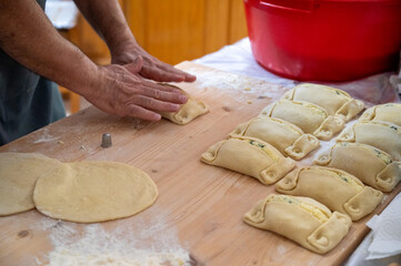 Traditional Cypriot Flaouna, a delicious Greek Easter Cheese Bread. Flaounes are traditionally prepared for Easter by Orthodox Cypriots.